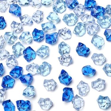 Imagem de YATOJUZI 165 peças de cubos de gelo falsos pedras de acrílico azuis pedras multicoloridas enchimento de vaso pedras falsas diamantes de plástico cristais para mesa de centro de mesa de casamento DIY