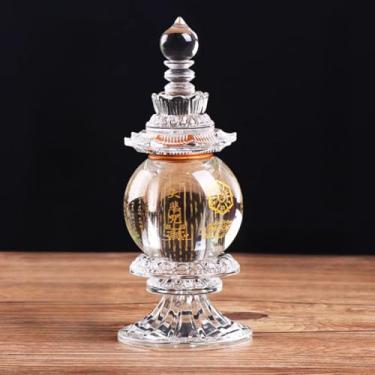 Imagem de FENNYYAR Enfeite de mesa para tibete Stupa of Relíquias de cristal, 21 cm, torre Bodhi Stupa transparente