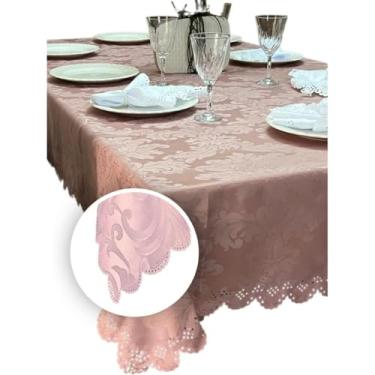 Imagem de Toalhas de mesa decorativas com estampado Jacquard - Disponíveis em modelos para 4/6/8/10/12/14 pessoas, adequadas tanto para uso doméstico como para eventos. (2,00 METROS (6 LUGARES),ROSE)