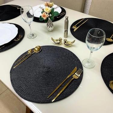 Imagem de Kit 4 ou 6 Jogo Americano Redondo Jantar Mesa Posta Cozinha 38cm(Preto,4)