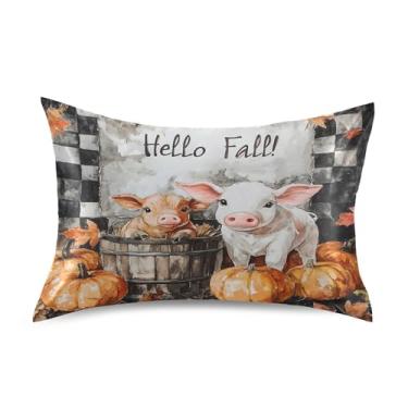 Imagem de xigua Linda fronha de cetim de vaca sentada em barril de madeira para cabelo e pele, lavável à máquina, almofada de cetim de resfriamento, capa de cama queen com fecho de envelope, 50,8 cm x 76,2 cm