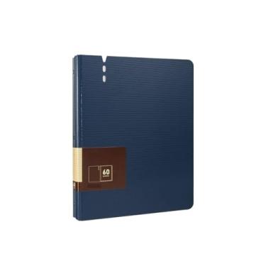 Imagem de Organizador de arquivos 60 páginas, pasta de arquivos A4 com inserções transparentes, armazenamento de arquivos de dados espessos, material de escritório, material de escritório (azul)