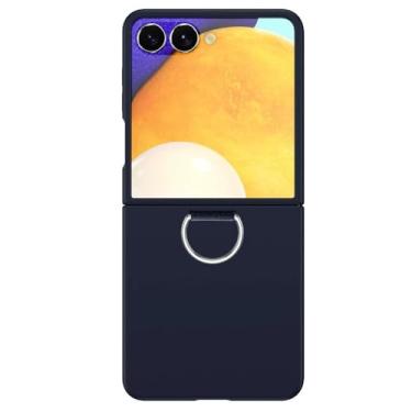 Imagem de Brcshop: Capa Protetora para o Samsung Galaxy Z Flip 7 Antichoque com Anel (Ring Holder) - Proteção Contra Quedas e Compatível com Carregamento Sem Fio | Cor: Azul