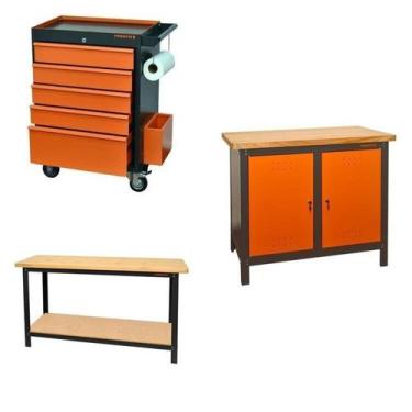 Imagem de Conjunto Bancada para Ferramentas 150cm Carro de Ferramentas Profissio
