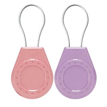 Imagem de Suporte de AirTag à prova d'água – Pacote com 2 porta-chaves com trava hexagonal e cabo de arame, capa protetora antiperda ultradurável compatível com etiquetas Apple Air para bagagem, mochila