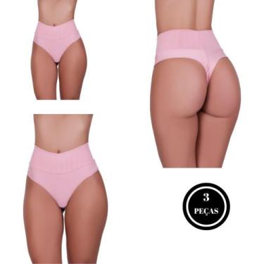 Imagem de Kit 3 Calcinha Fio Duplo e Cós Alto Microfibra Pós Parto - c8 KIT 3 BE