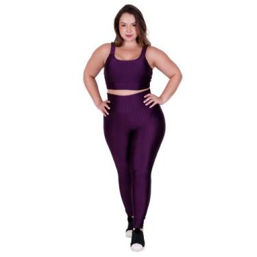 Imagem de Conjunto Fitness Plus Size 3D Cropped Legging Cintura Alta -c4 BÁRBARA