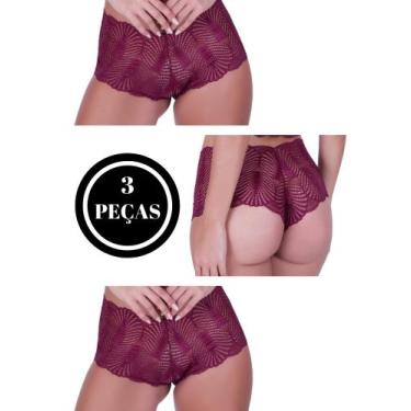 Imagem de Kit 3 Calcinha Caleçon Shortinho de Renda - c1 KIT 3 CALEÇON - TERRA E