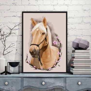 Imagem de Quadro Decorativo Cavalo Com Flores 45X34Cm