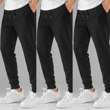 Imagem de Kit 3 Calças De Moletom Jogger Masculino Academia Treino Casual Flanel