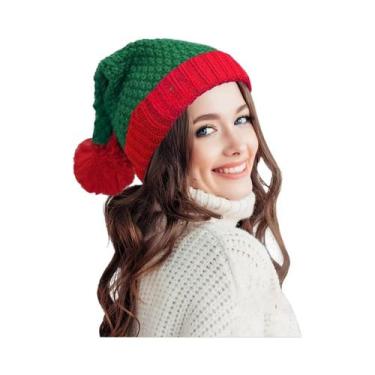 Imagem de Gorro De Papai Noel Tricotado Vermelho E Branco Para Festas De Natal, 