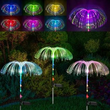 Imagem de Luminárias Solares Em Formato De Flor Para Jardim Externo, Impermeáveis, Em Formato De Água-viva, Com 7 Cores Variáveis, Para Decoração De Caminhos, Pátios, Gramados, Festas E Casamentos(8 Pack)