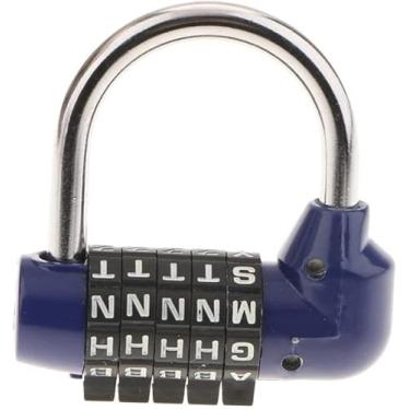 Imagem de Cadeado de código, bloqueio de códigos, combinação de código de combinação de 5 letras cadeado cadeado mala trava de bagagem (azul)