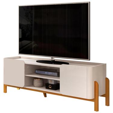 Imagem de Rack Para Sala de Estar TV 65 Pol Orgânico Chelsea D05 Off White Cedro - Lyam Decor