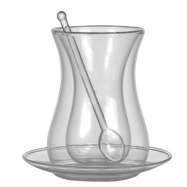 Imagem de Conjunto Copo Silhueta Vidro Duplo, Colher e Pires Ah! Natu