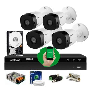 Imagem de Kit Intelbras 4 Cam 1120b G4 Ir 20m Dvr 4 Mhdx  Hd 500g