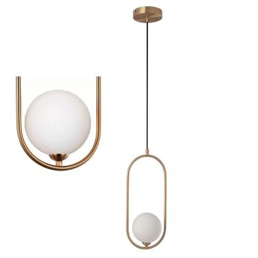 Imagem de Lustre Luminaria Pendente Globo Oval E27 Teto Enfeite Moderno Decoraçao Casa Recepçao Ambiente Apartamento Iluminaçao