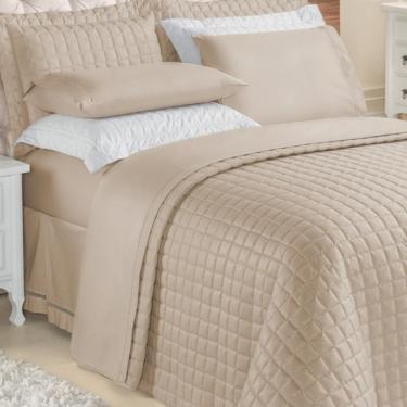 Imagem de Kit Top Line Cobre Leito Queen 180 Fios + Jogo De Lençol - 7 Peças Caqui