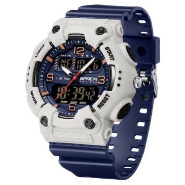 Imagem de Relógio Esportivo De Moda Masculino Sanda - à Prova D'água Branco Azul