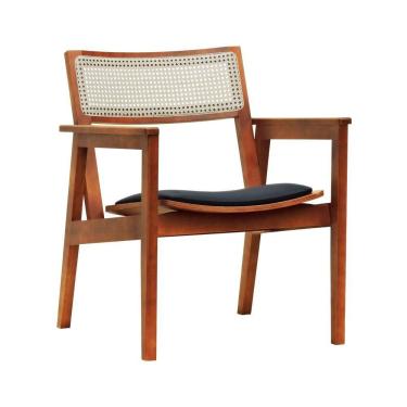 Imagem de Poltrona Gusty Com Encosto Telinha Assento Anatômico - Amêndoa Estofado Corano Preto