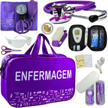 Imagem de Kit Enfermagem Cores Bolsa Top Premium + Medidor Glicose - Love Saude,