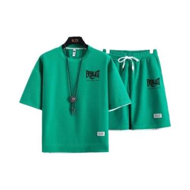 Imagem de Conjunto De Camiseta De Gola Redonda E Calções De Secagem Rápida Para 