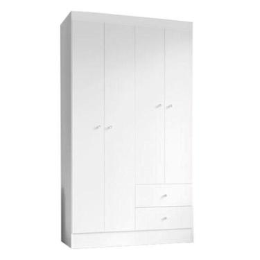Imagem de Guarda Roupa Solteiro Versa 4 Portas Branco Rosa Flex Fosco - Kits Par