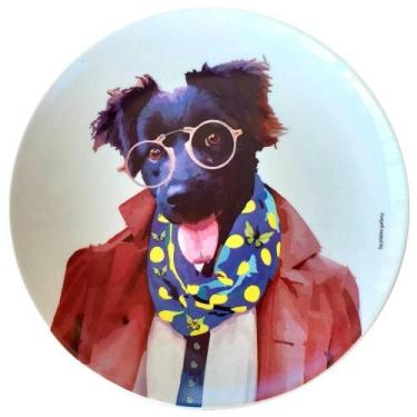 Imagem de Prato De Porcelana Cachorro Vira Lata Fashion Dog 2 - 24 Cm - Plates G
