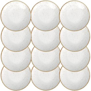Imagem de 12 Pratos Sobremesa Tramontina Rústico Marrom Em Porcelana Decorada 21 Cm 96980010