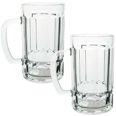 Imagem de Jogo de Canecas de Chopp de Vidro 360ml 2 Peças - Seu Lar