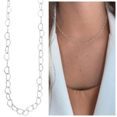 Imagem de Colar Elo de Coração Delicado Prata 925 Legitima Feminina - Morganitte