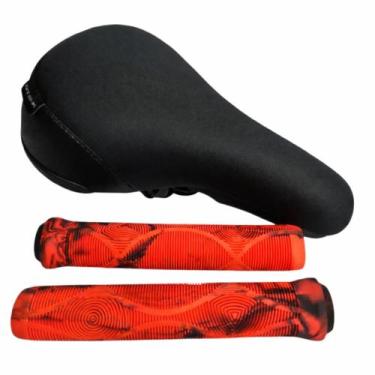 Imagem de Kit Selim C/ Manopla Gts-k Tipo Ddk Bike Bmx Freeride Grau, Vermelho