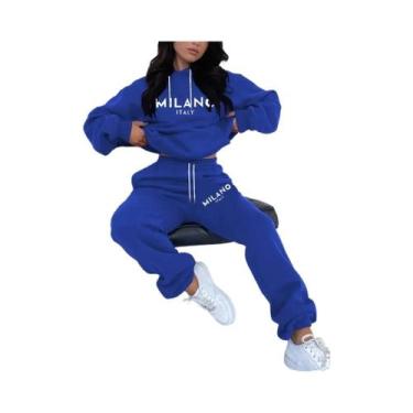 Imagem de Conjunto De Moletom Casual Para Mulheres, Hoodie De Hip Hop, 2 Peças, 