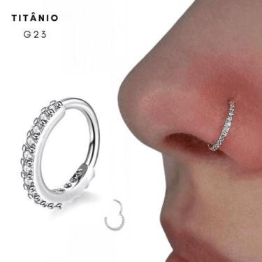 Imagem de Piercing Nariz Titânio G23 Zircônia Push Pin Hipoalergênico Cor:Pratea