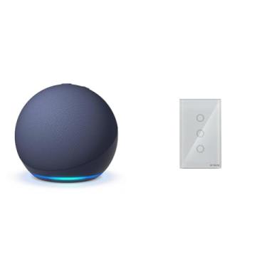 Imagem de Novo Echo Dot 5ª geração | O Echo Dot com o melhor som já lançado | Som vibrante e potente em um dispositivo compacto | Cor Azul + Interruptor Inteligente Steck 3 Módulos Branco