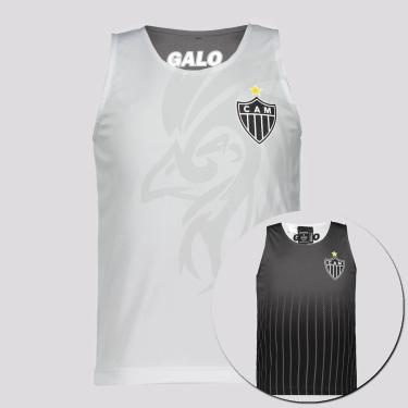 Imagem de Regata Atlético Mineiro Radical Dupla Face Infantil Branca e Preta-Unissex