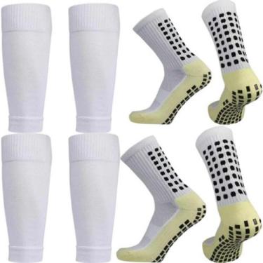Imagem de Kit 2 Meias Antiderrapante 2 Canelitos Meião Futebol Esportes - ProSoc