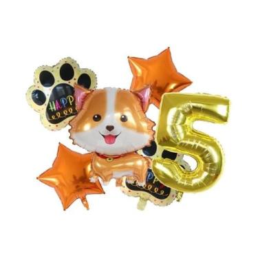 Imagem de Balões De Hélio Corgi Husky 6pcs, Decoração De Festa De Aniversário E 