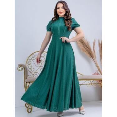 Imagem de Vestido Longo Gola Alta Festa Convidada com Manga Elegante - Fashion, 