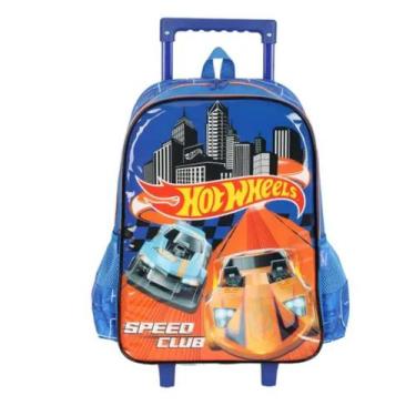 Imagem de Mochila de Rodinhas Escolar Hotwheels Masculina Premium - Luxcel, Azul