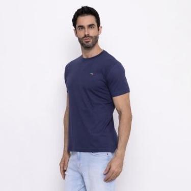 Imagem de Camiseta Industrie Básica Bordada França Algodão Premium Masculina Itália Azul Marinho-Masculino