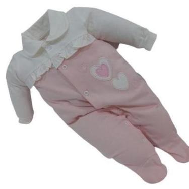 Imagem de Macacão Longo Luxo Bebê Menina Bordado Inverno 2835 - Rosa - P ( 2 - 3 MESES )-Feminino