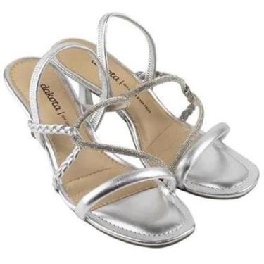 Imagem de Sandália Dakota Salto Baixo Trançada Strass Feminina - Prata - 40-Feminino
