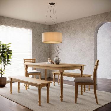 Imagem de Conjunto Mesa Rubi com 2 Bancos e 2 Cadeiras Freijó Madeira Pinus - Finestra