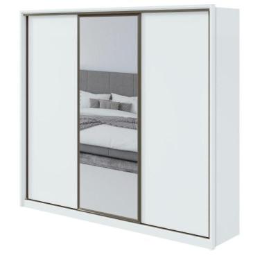Imagem de Guarda-roupa Casal Spazio 270 Glass 3 Portas 6 Gavetas Branco - MÓVEIS