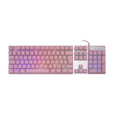 Imagem de Teclado Gamer Pink Prismatic Tc205 - Abnt2 - Led Rainbow Rosa