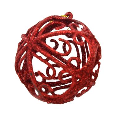 Imagem de Kit Bola Arabesco Natal Le Vermelho 6cm com 6 Unidades