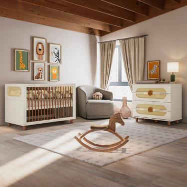 Imagem de Quarto de Bebê Completo em Mdf Aurora Areia/Jequitibá