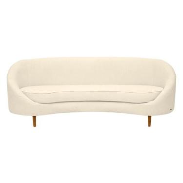 Imagem de Sofá em Boucle Jayne com Pés de Madeira Pérola - Westwing Collection, 