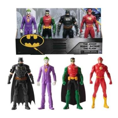 Imagem de Brinquedo Infantil 4 Bonecos Colecionáveis DC Coringa, Robin, Batman e
